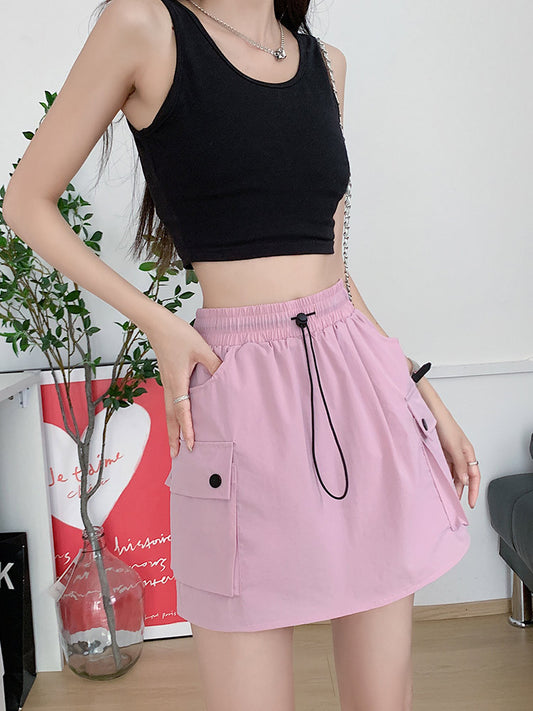 Women’s High-Waisted Cargo Mini Skort – Quick-Dry A-Line Utility Skirt
