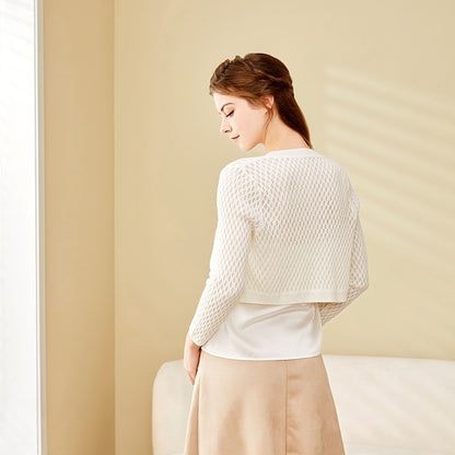 Women’s Mulberry Silk Cropped Knit Shrug Cardigan