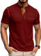 Men's Breathable Short-Sleeve Henley Polo Shirt
