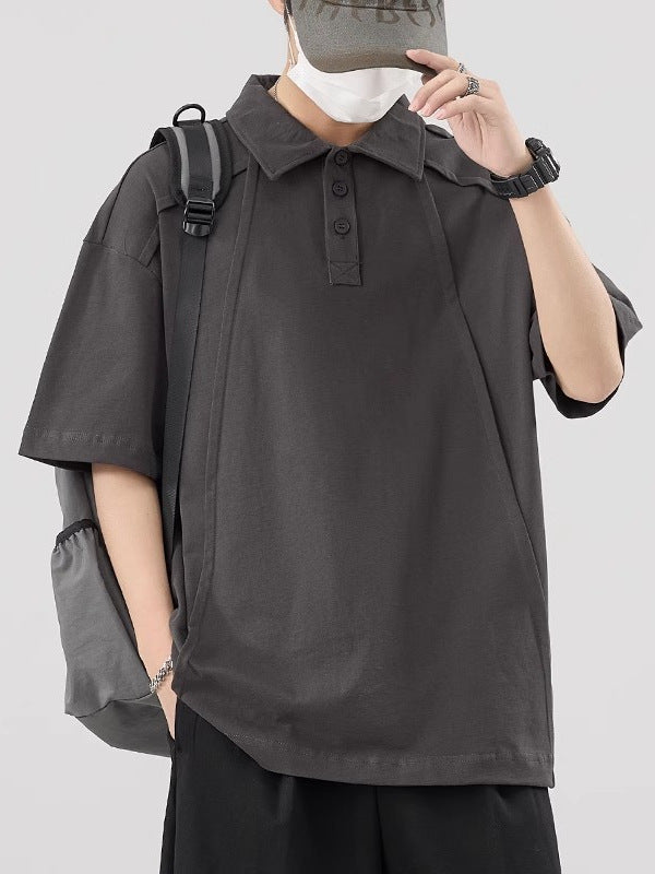 Men’s Vintage Cool-Touch Polo Shirt – Loose Fit Short Sleeve Casual Tee
