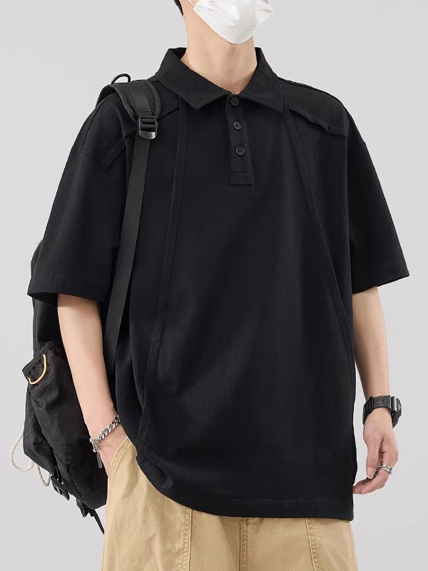 Men’s Vintage Cool-Touch Polo Shirt – Loose Fit Short Sleeve Casual Tee